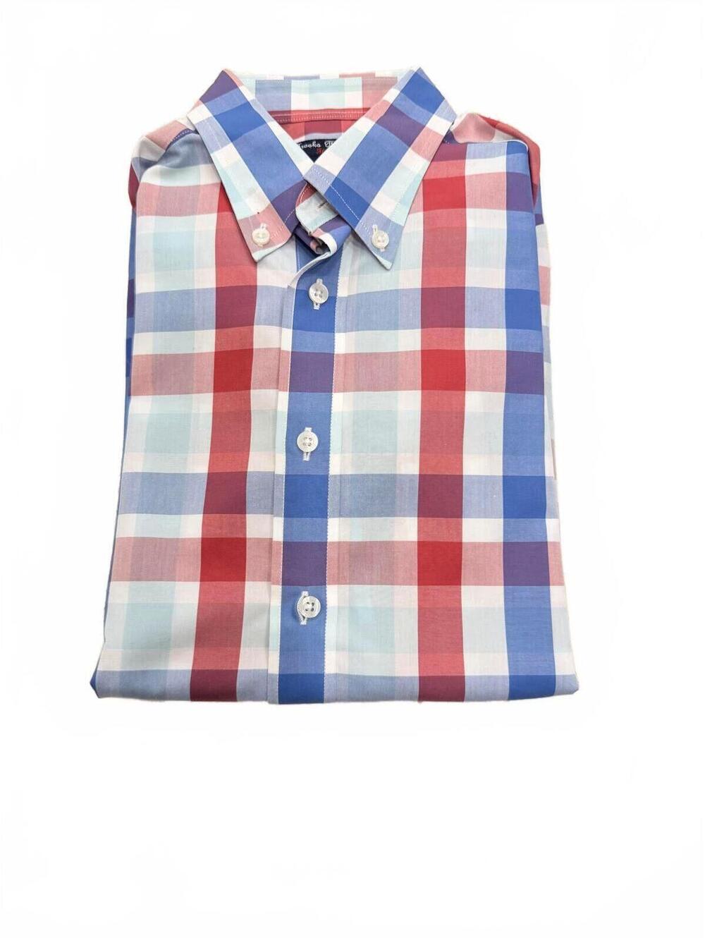 NEW Brooks Brothers Boys Size 10 Plaid Button Down Shirt Red White Blue Non-Iron